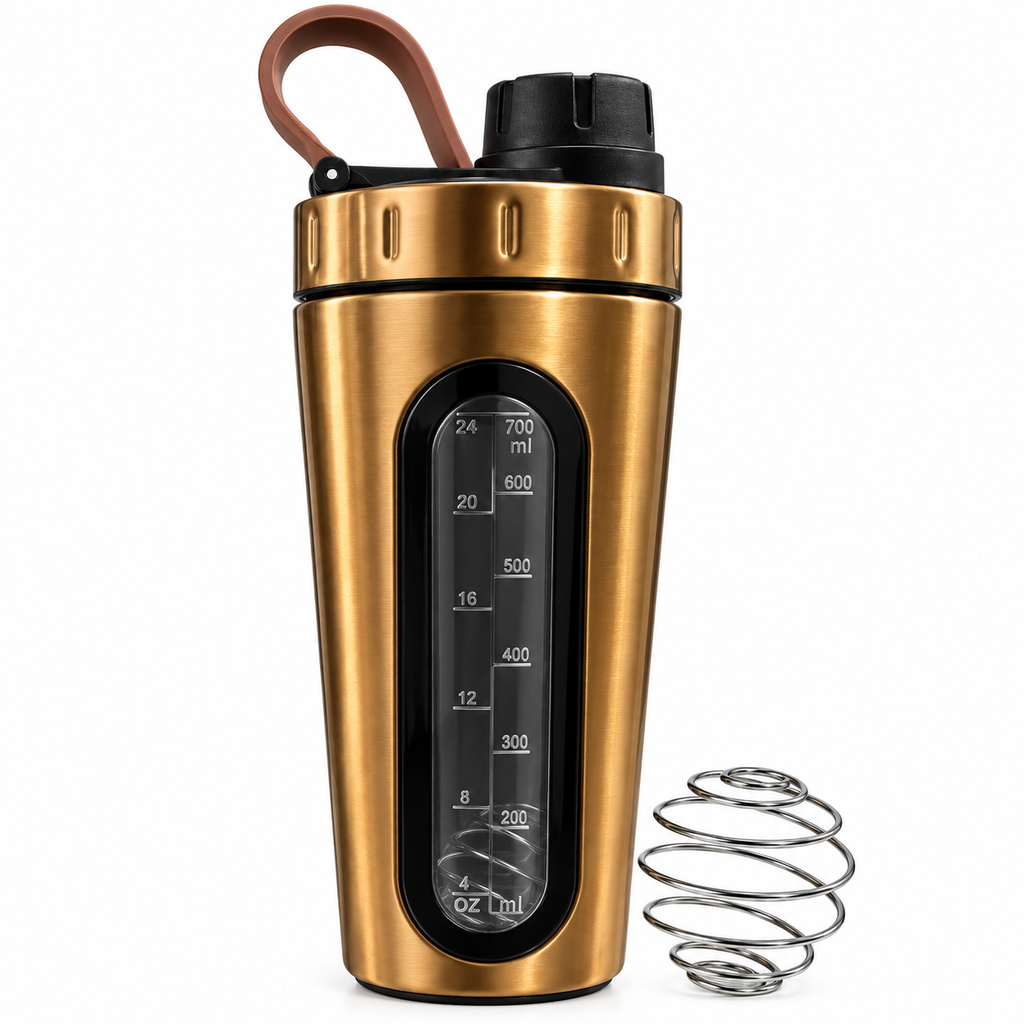 Nutrigize Stainless Steel Shaker Bottle 700ml with Measurement Window