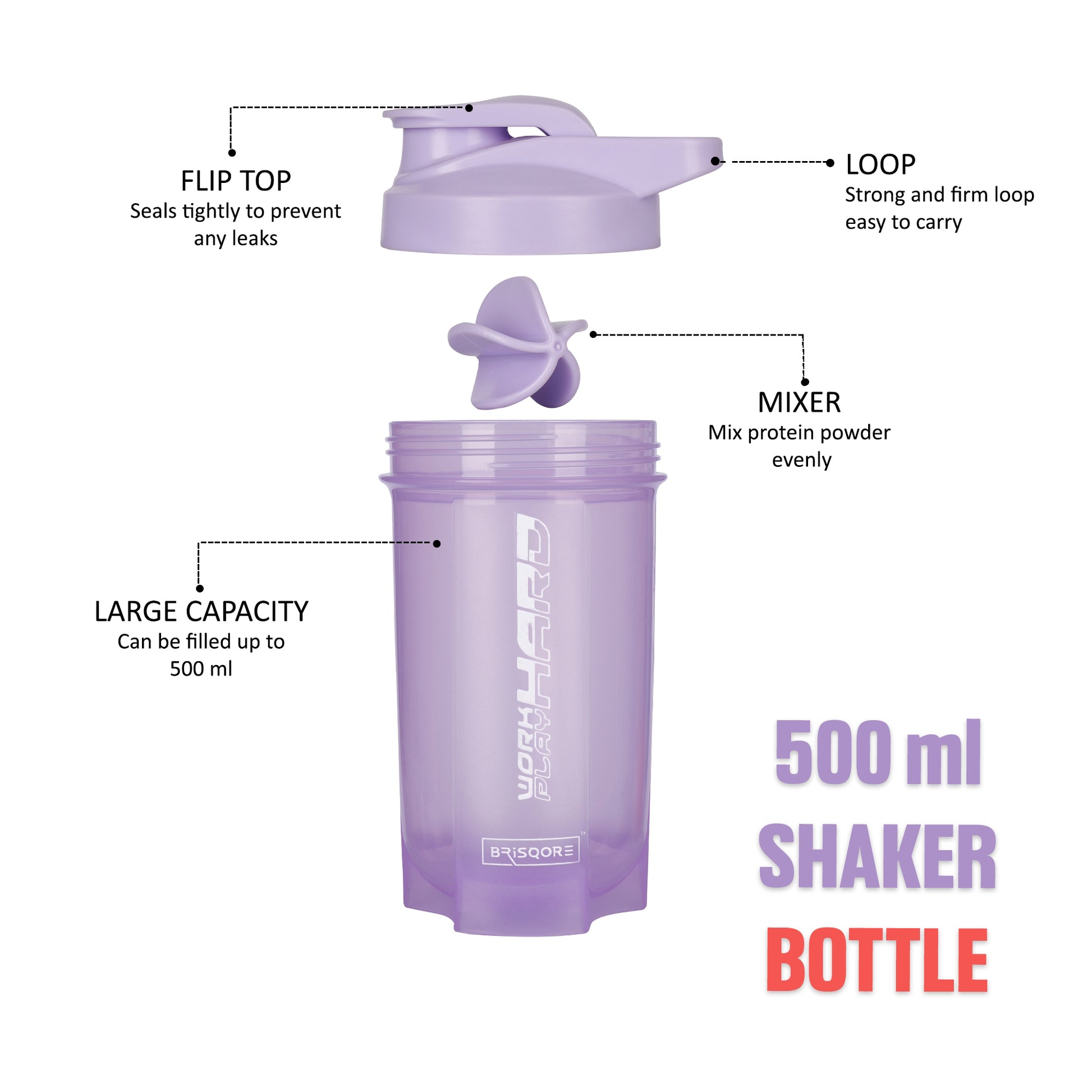 Nutrigize Brisqore Protein Shaker Bottle 500ml