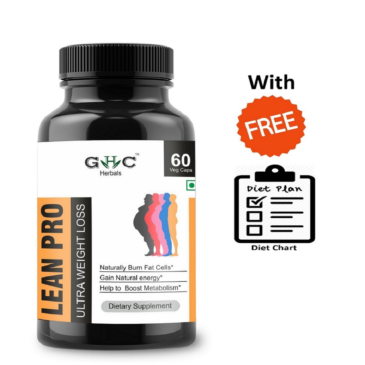 GHC Herbals Lean Pro | Ultra Weight Loss (60 Veg Capsules With Free Diet Chart) - GHC Herbals -