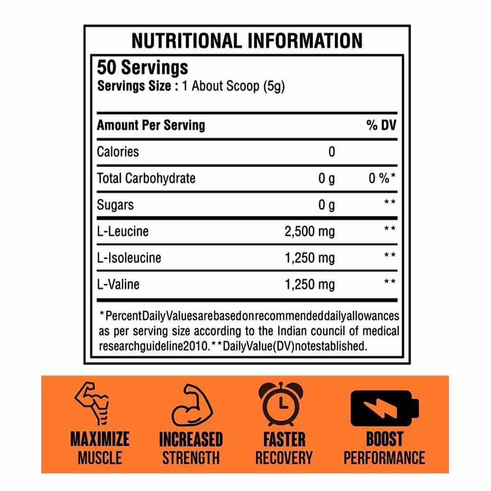 BigMuscles Real BCAA, 250 gm, 50 Servings