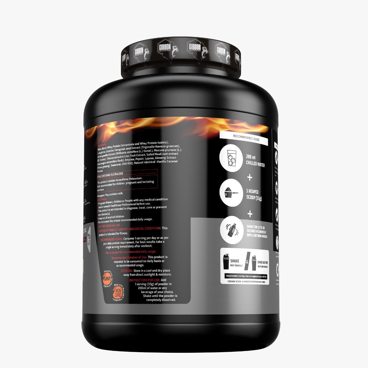 Gibbon Nutrition Fire Whey Protein, 2kg, 60 servings - Gibbon Nutrition -