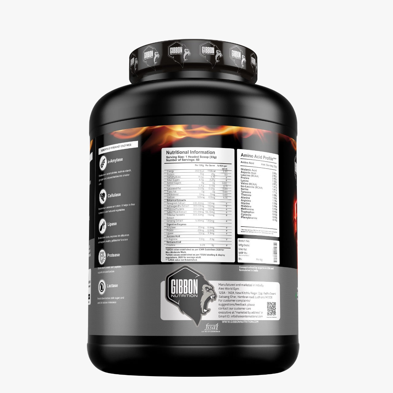 Gibbon Nutrition Fire Whey Protein, 2kg, 60 servings - Gibbon Nutrition -