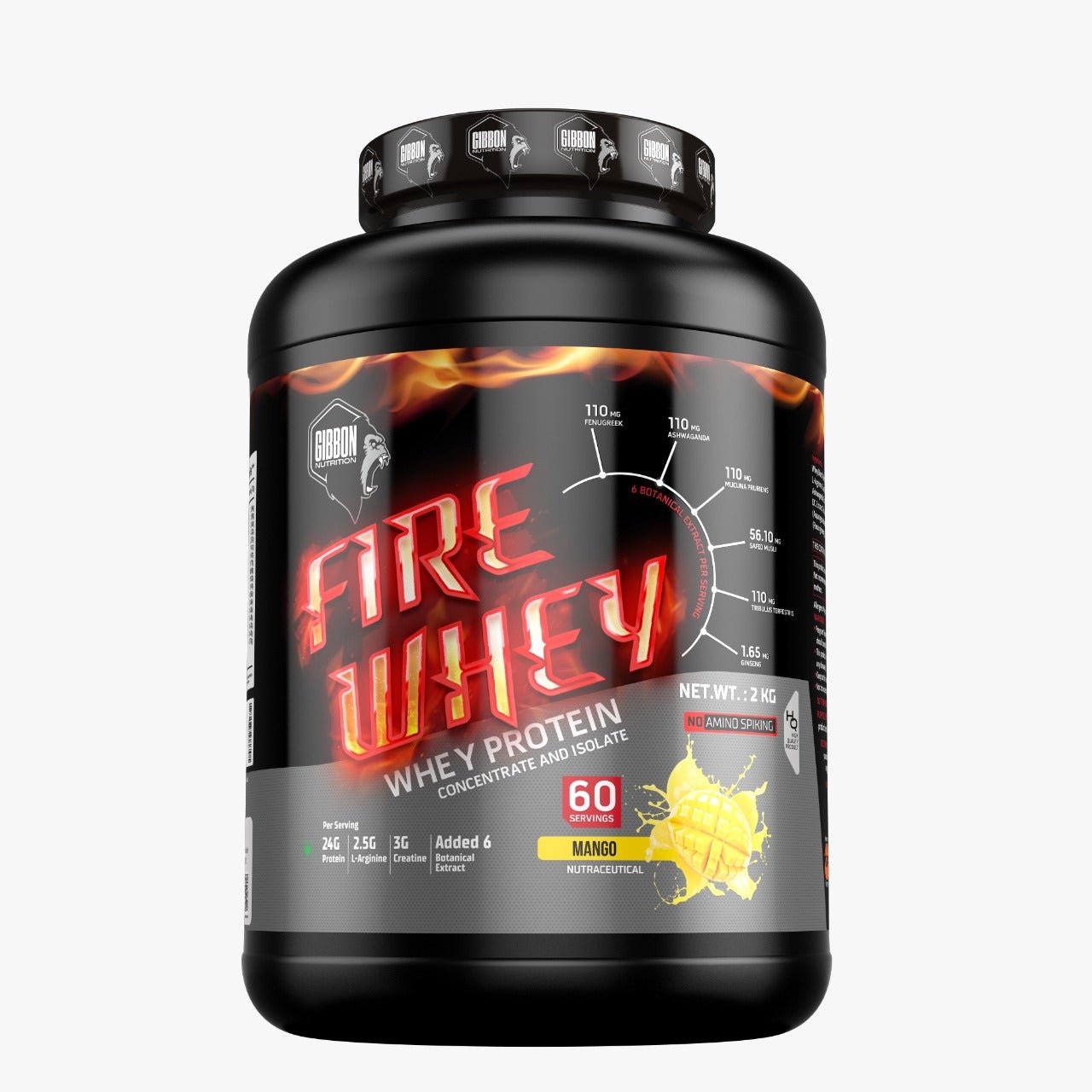 Gibbon Nutrition Fire Whey Protein, 2kg, 60 servings - Gibbon Nutrition -