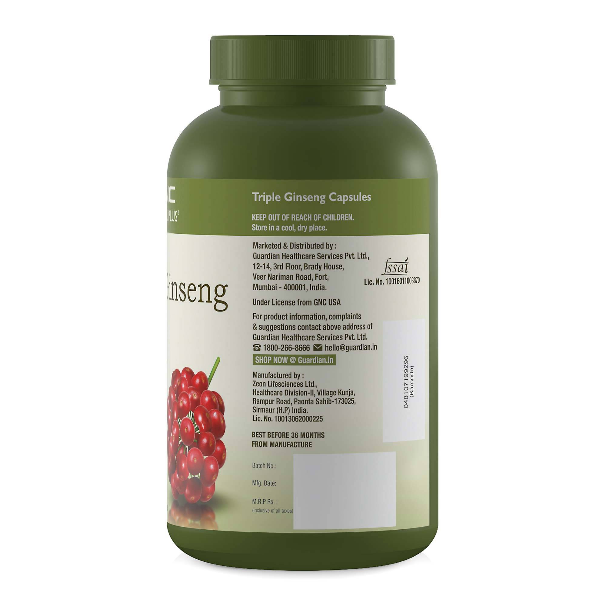 GNC Herbal Plus Triple Ginseng Root 90 Capsules - GNC -