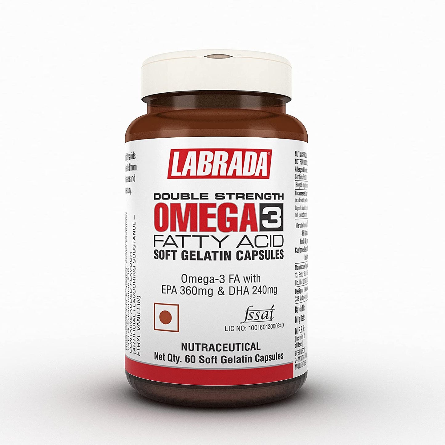 Labrada Double Strength OMEGA 3 Fatty Acid Enteric Coated - 60 Soft Gelatin Capsules