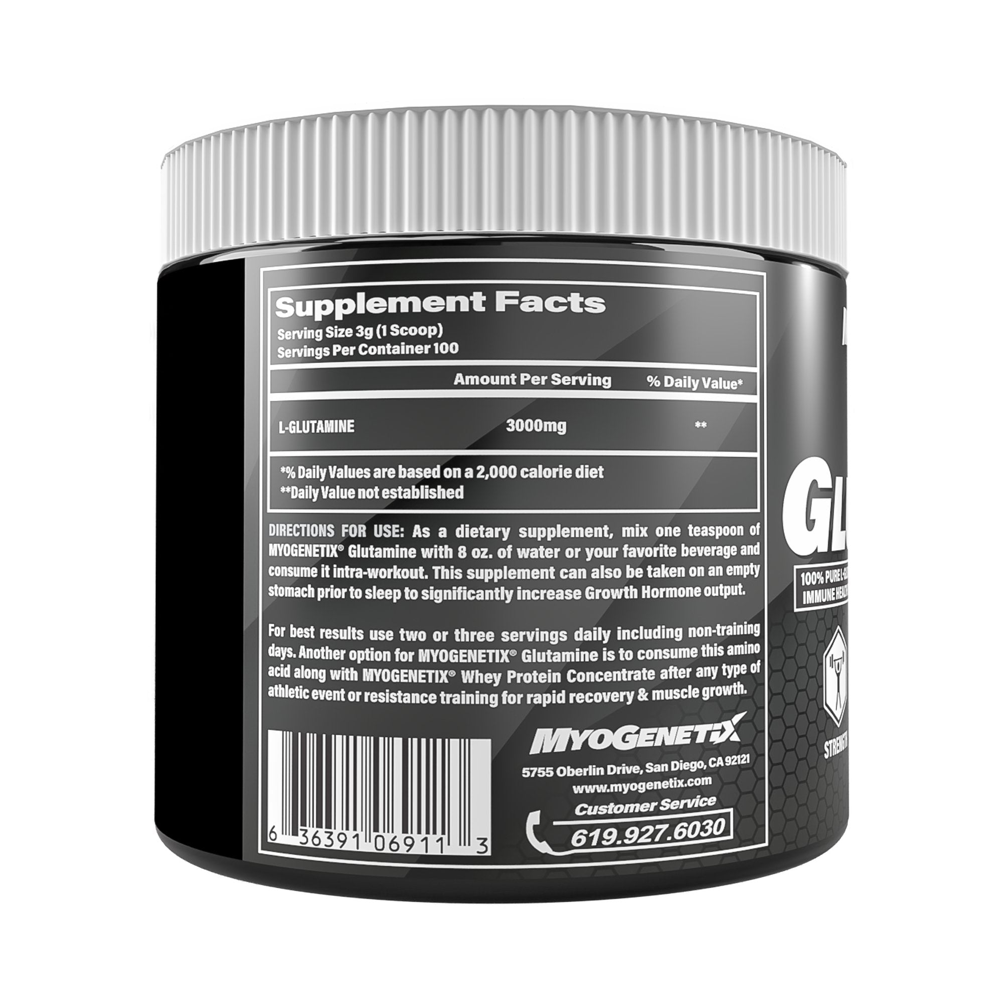 Myogenetix® Platinum Series GLUTAMINE 300 gm, 100 Servings - Myogenetix - Myo_Gluta