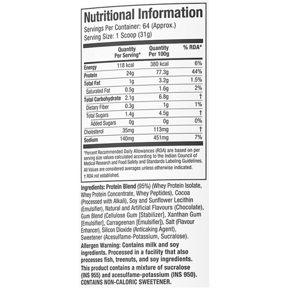 Muscletech Nitrotech 100% Whey Gold Protein Supplement Facts Table