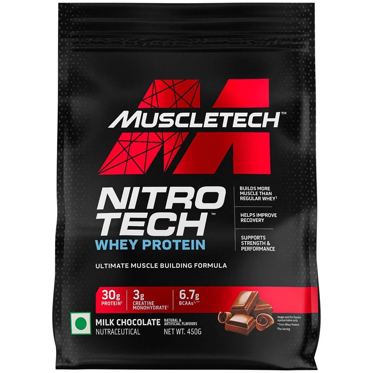 Muscletech Nitrotech Whey Protein Powder - Muscletech - MT_Nitro_450gm_Choc