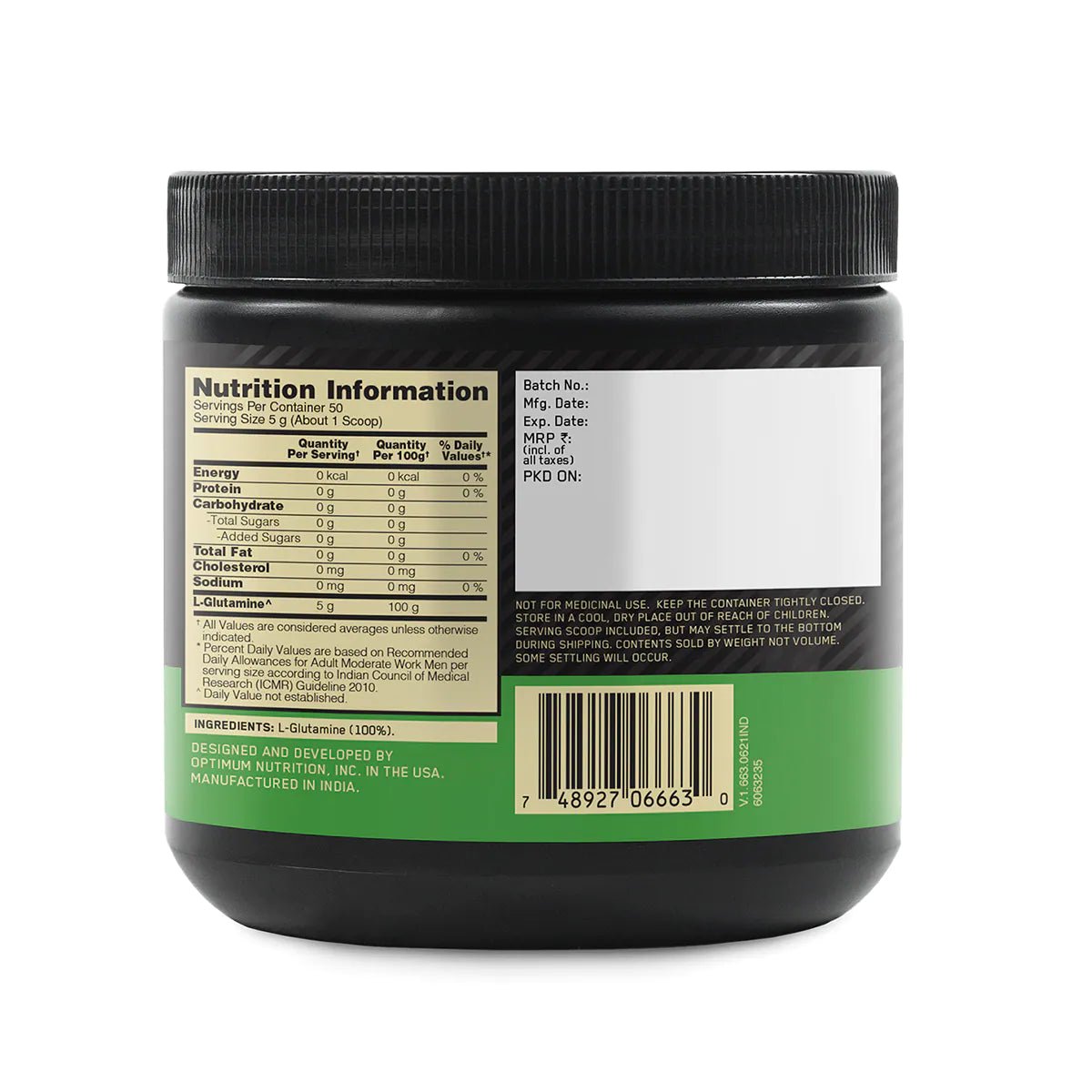 Optimum Nutrition L-Glutamine 250gm - Optimum Nutrition -
