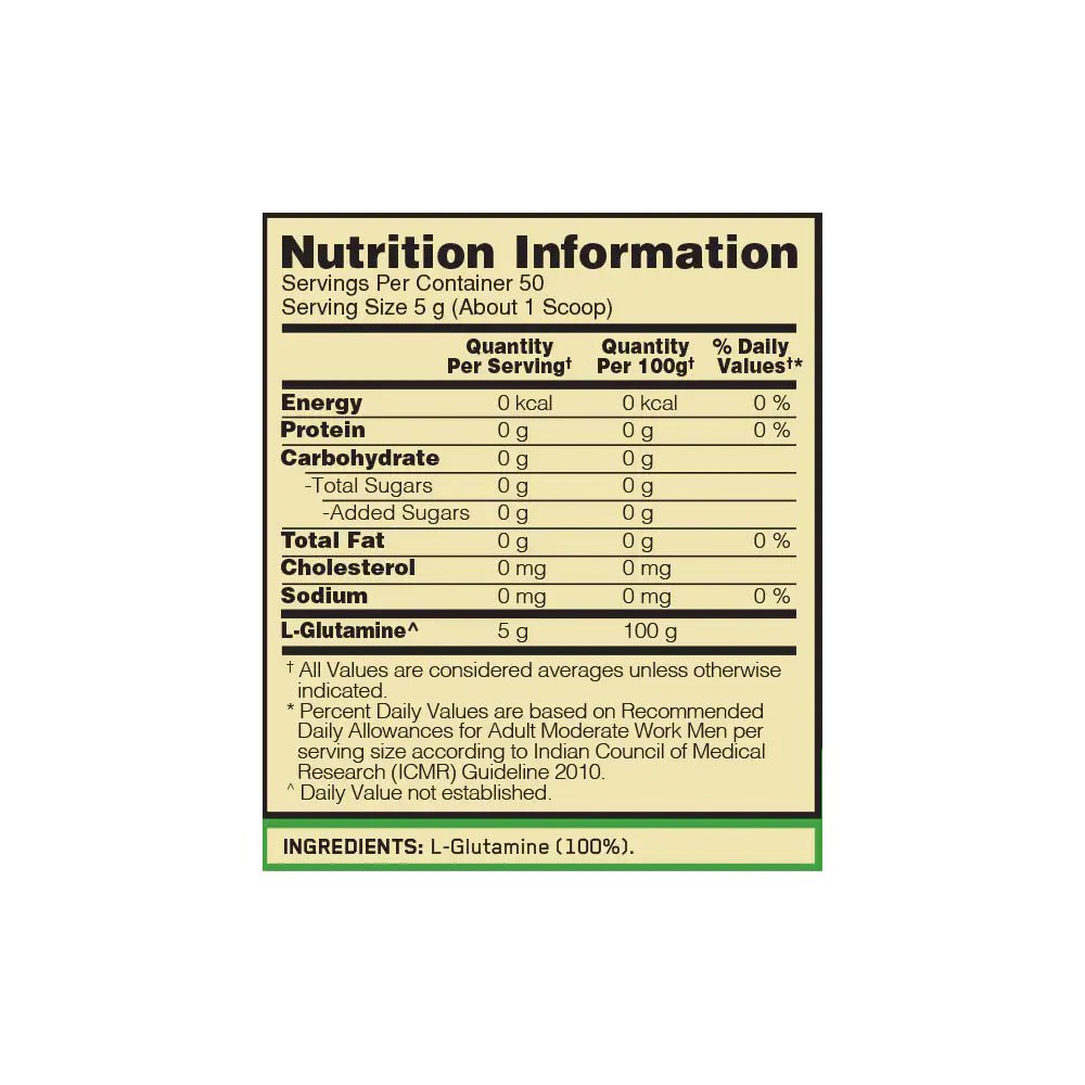 Optimum Nutrition L-Glutamine 250gm - Optimum Nutrition -